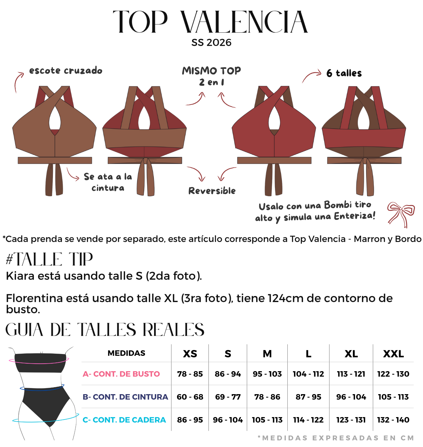 Top valencia rosado reversible con escote cruzado